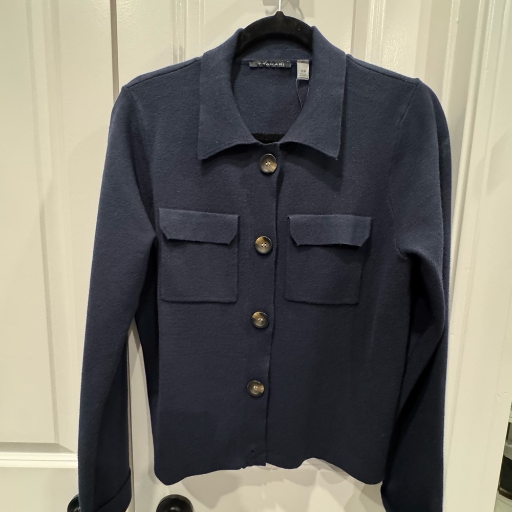 T Tahari Midnight Blue Knit Top